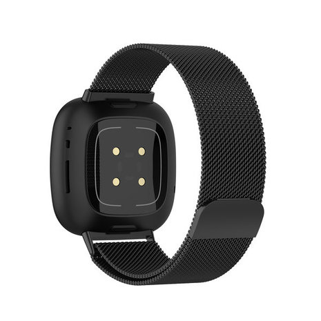 Strap-it® Strap-it Fitbit Versa 3 Milanese Armband (Schwarz)