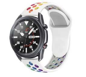 Strap-it® Samsung Galaxy Watch 3 45mm Sportarmband (Weiß / Bunt) Strap-it® Samsung Galaxy Watch 3 45mm Sportarmband (Weiß / Bunt)