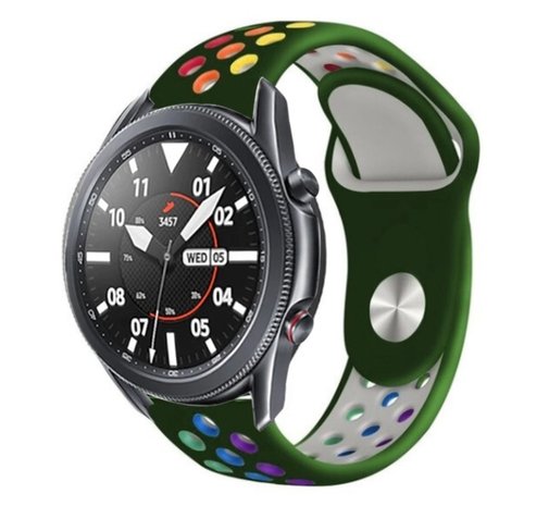 Strap-it® Strap-it Samsung Galaxy Watch 3 45mm Sportarmband (Armeegrün / Bunt)