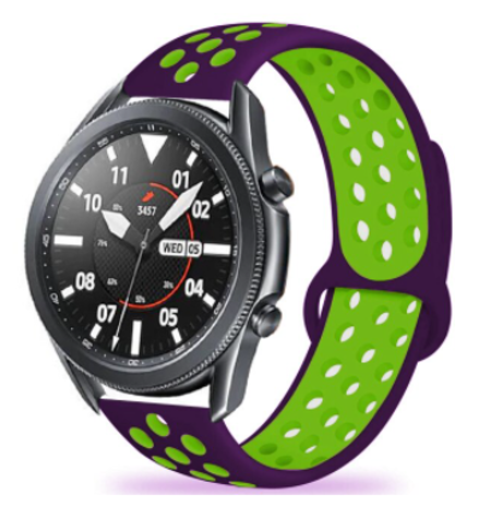 Strap-it® Strap-it Samsung Galaxy Watch 3 45mm Sportarmband (Lila / Grün)