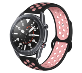 Strap-it® Samsung Galaxy Watch 3 45mm Sportarmband (Schwarz / Rosa) Strap-it® Samsung Galaxy Watch 3 45mm Sportarmband (Schwarz / Rosa)