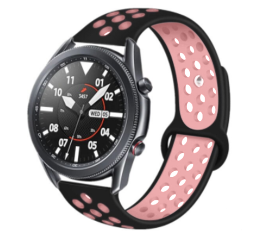 Strap-it® Strap-it Samsung Galaxy Watch 3 45mm Sportarmband (Schwarz / Rosa) Strap-it® Strap-it Samsung Galaxy Watch 3 45mm Sportarmband (Schwarz / Rosa)