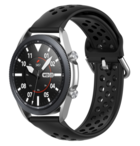 Strap-it® Strap-it Samsung Galaxy Watch 3 45mm Silikonarmband mit Löchern (Schwarz)
