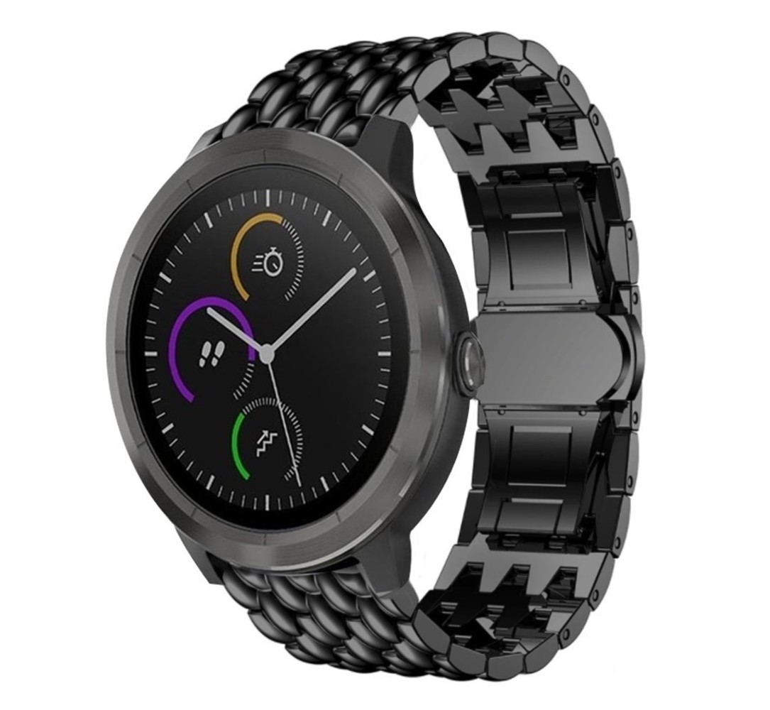 Strap-it® Strap-it Garmin Vivoactive 4 Drache Gliederarmband - 45mm - Schwarz