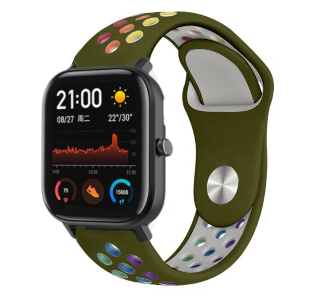 Strap-it® Strap-it Xiaomi Amazfit GTS Sportarmband (Buntes Armeegrün)