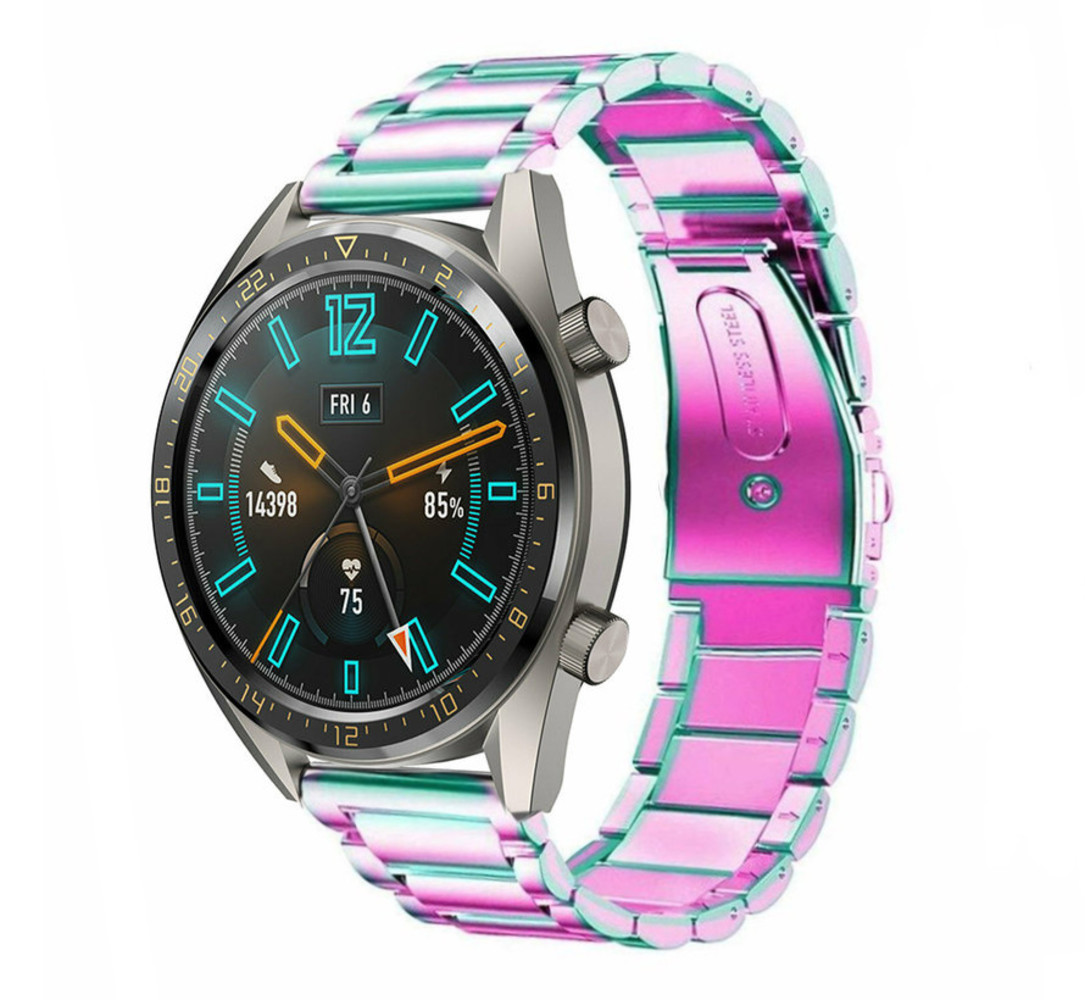 Strap-it® Strap-it Huawei Watch GT 2 Gliederarmband (Regenbogen)