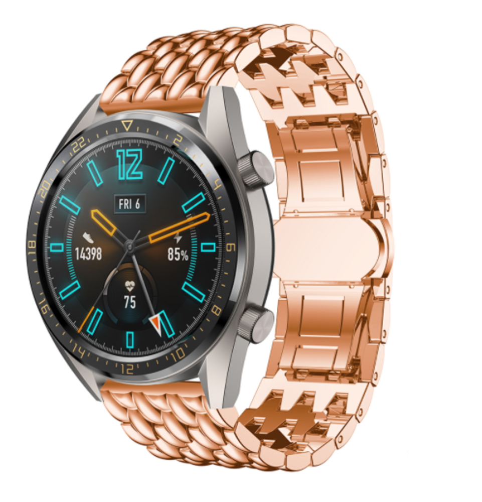 Strap-it® Strap-it Huawei Watch GT 2 Drache Gliederarmband (Roségold)