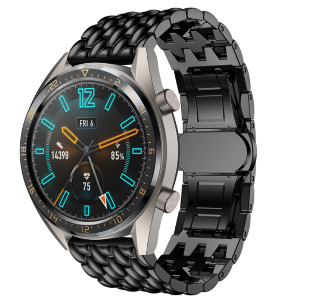 Strap-it® Strap-it Huawei Watch GT / GT 2 Drache Gliederarmband (Schwarz)