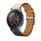 Strap-it® Strap-it Samsung Galaxy Watch 46mm Armband Leder (Weiß / Dunkelblau)