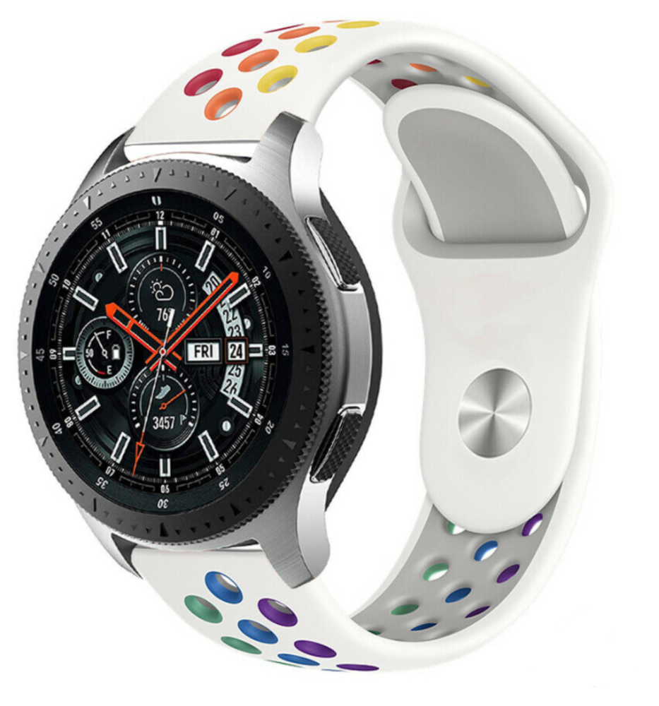 Strap-it® Strap-it Samsung Galaxy Watch 46mm Sportarmband (Weiß Bunt)