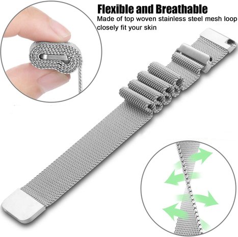 Strap-it® Strap-it Garmin Vivomove 3s Milanese Metall Armband - 39mm - Silber Strap-it® Strap-it Garmin Vivomove 3s Milanese Metall Armband - 39mm - Silber