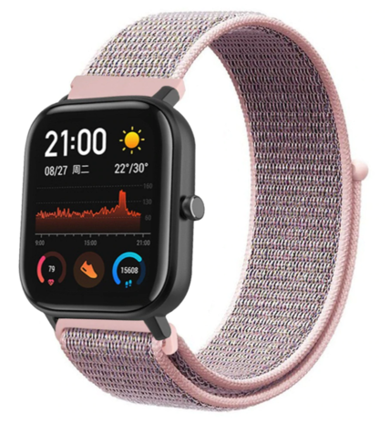 Strap-it® Strap-it Xiaomi Amazfit GTS Armband Nylon (Rosa Sand) Strap-it® Strap-it Xiaomi Amazfit GTS Armband Nylon (Rosa Sand)