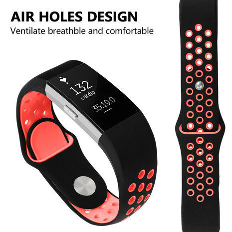 Strap-it® Strap-it Fitbit Charge 2 Sportarmband (Schwarz / Rot) Strap-it® Strap-it Fitbit Charge 2 Sportarmband (Schwarz / Rot)