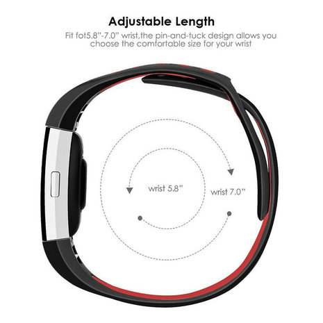 Strap-it® Strap-it Fitbit Charge 2 Sportarmband (Schwarz / Rot) Strap-it® Strap-it Fitbit Charge 2 Sportarmband (Schwarz / Rot)