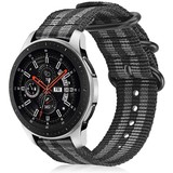 Strap-it® Samsung Galaxy Watch 46mm Nylon Schnallenband (Schwarz / Grau)