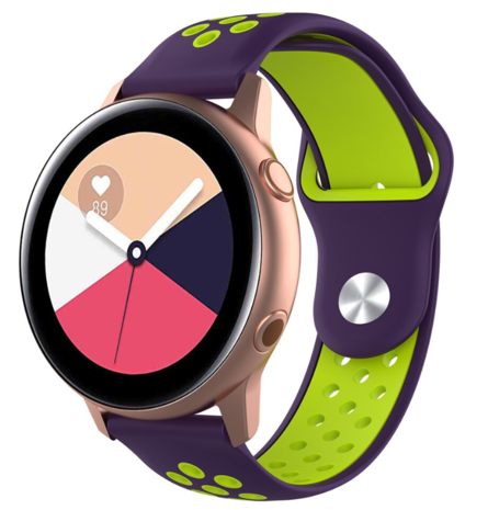 Strap-it® Strap-it Samsung Galaxy Watch Active / Active 2 Sportarmband (Lila Gelb)