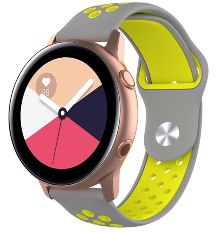 Strap-it® Strap-it Samsung Galaxy Watch Active / Active 2 Sportarmband (Grau Gelb)