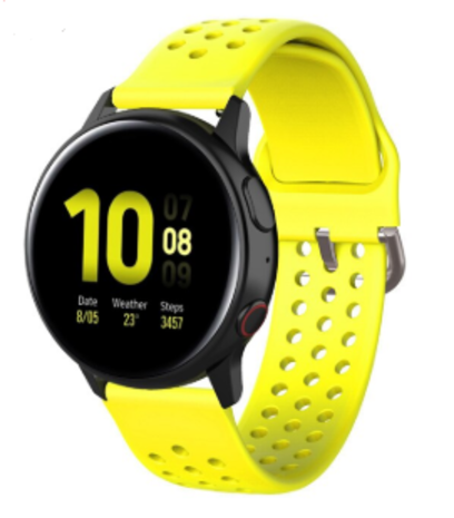 Strap-it® Strap-it Samsung Galaxy Watch Active / Active 2 Silikonarmband mit Löchern (Gelb)