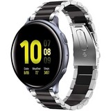 Strap-it® Samsung Galaxy Watch Active / Active 2 Gliederamband (Silber / Schwarz) Strap-it® Samsung Galaxy Watch Active / Active 2 Gliederamband (Silber / Schwarz)