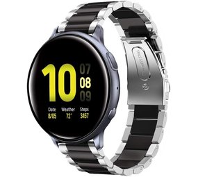 Strap-it® Samsung Galaxy Watch Active / Active 2 Gliederamband (Silber / Schwarz) Strap-it® Samsung Galaxy Watch Active / Active 2 Gliederamband (Silber / Schwarz)