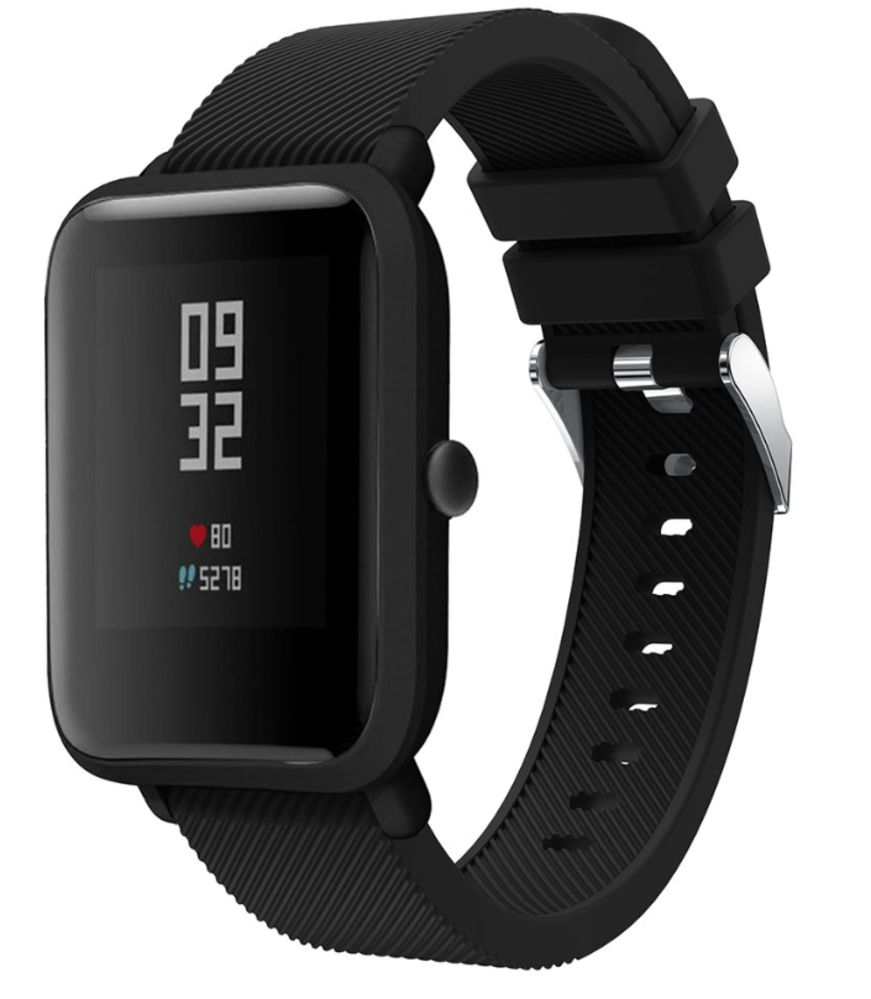 Strap-it® Strap-it Xiaomi Amazfit Bip Armband Silikon (Schwarz) Strap-it® Strap-it Xiaomi Amazfit Bip Armband Silikon (Schwarz)