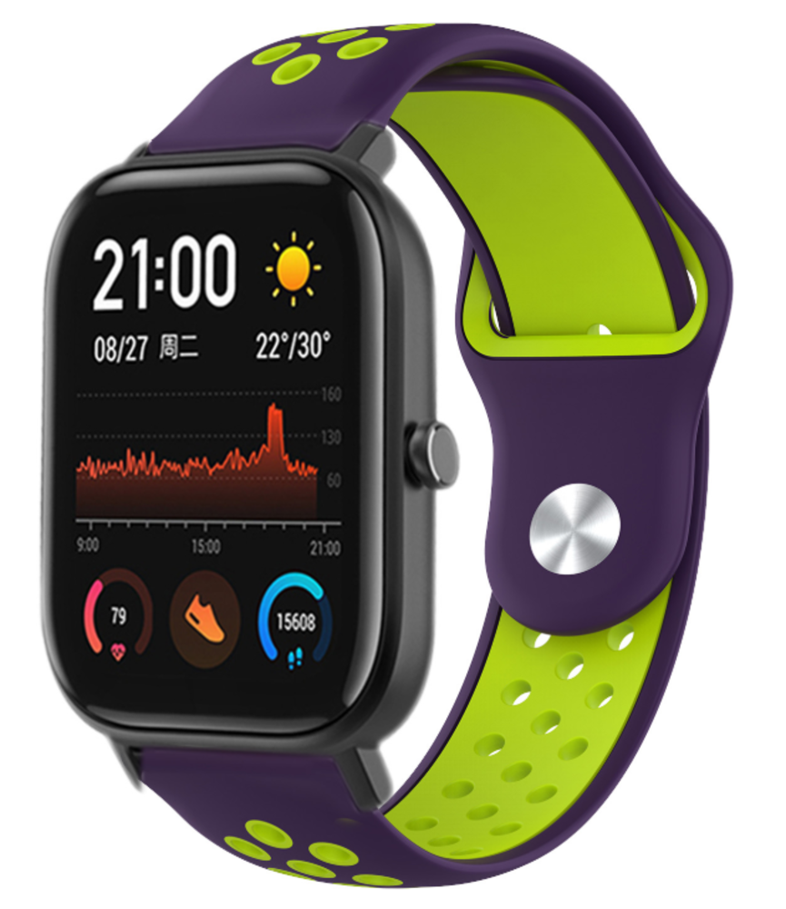 Strap-it® Strap-it Xiaomi Amazfit GTS Sportarmband (Lila / Gelb)