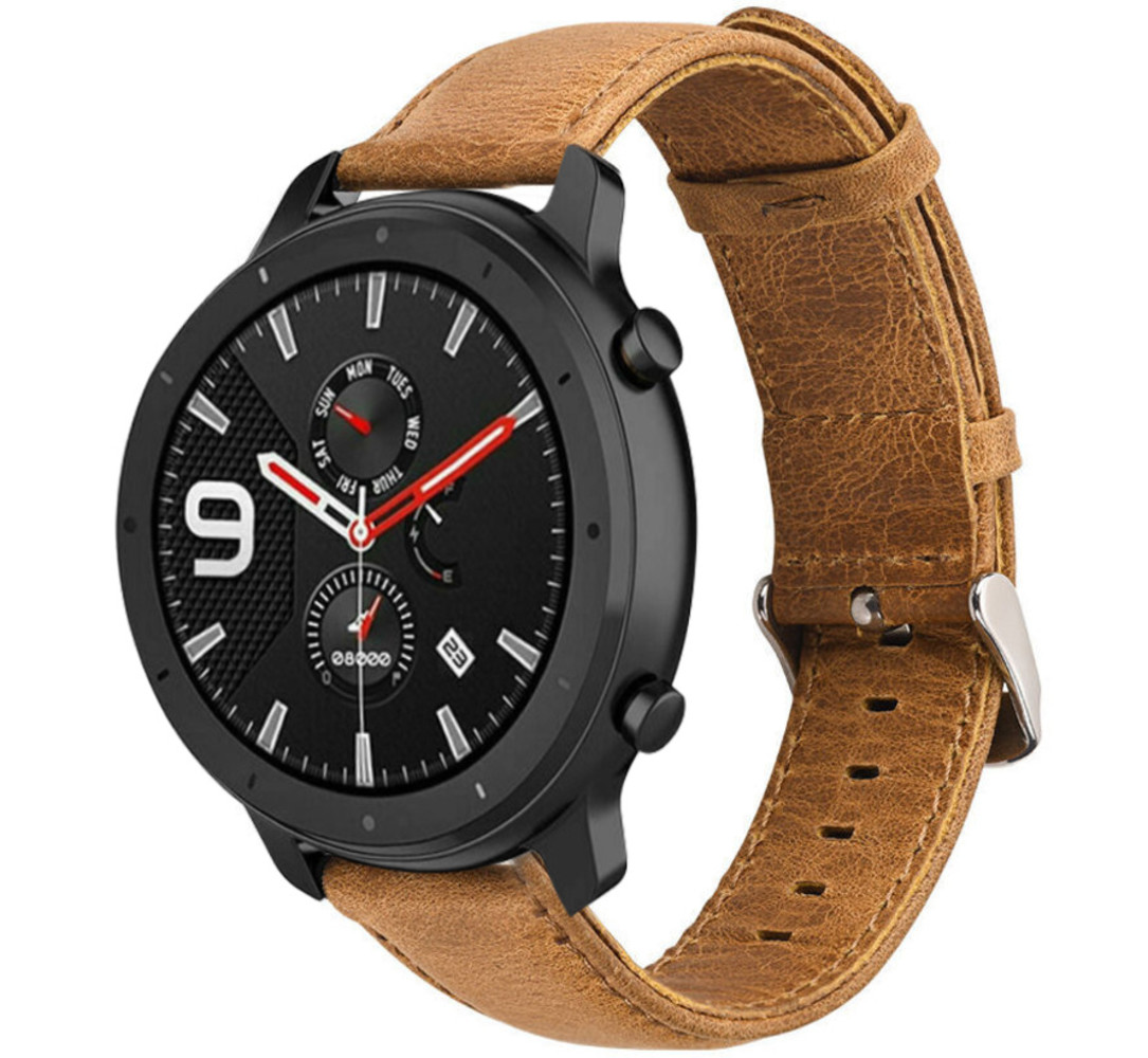 Strap-it® Strap-it Xiaomi Amazfit GTR Armband Leder (Braun)