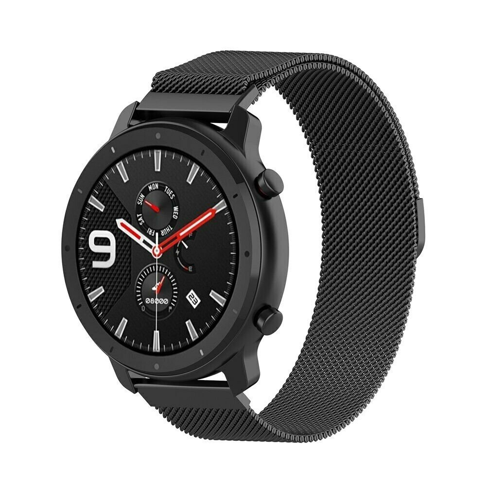Strap-it® Strap-it Xiaomi Amazfit GTR Milanese Armband (Schwarz)