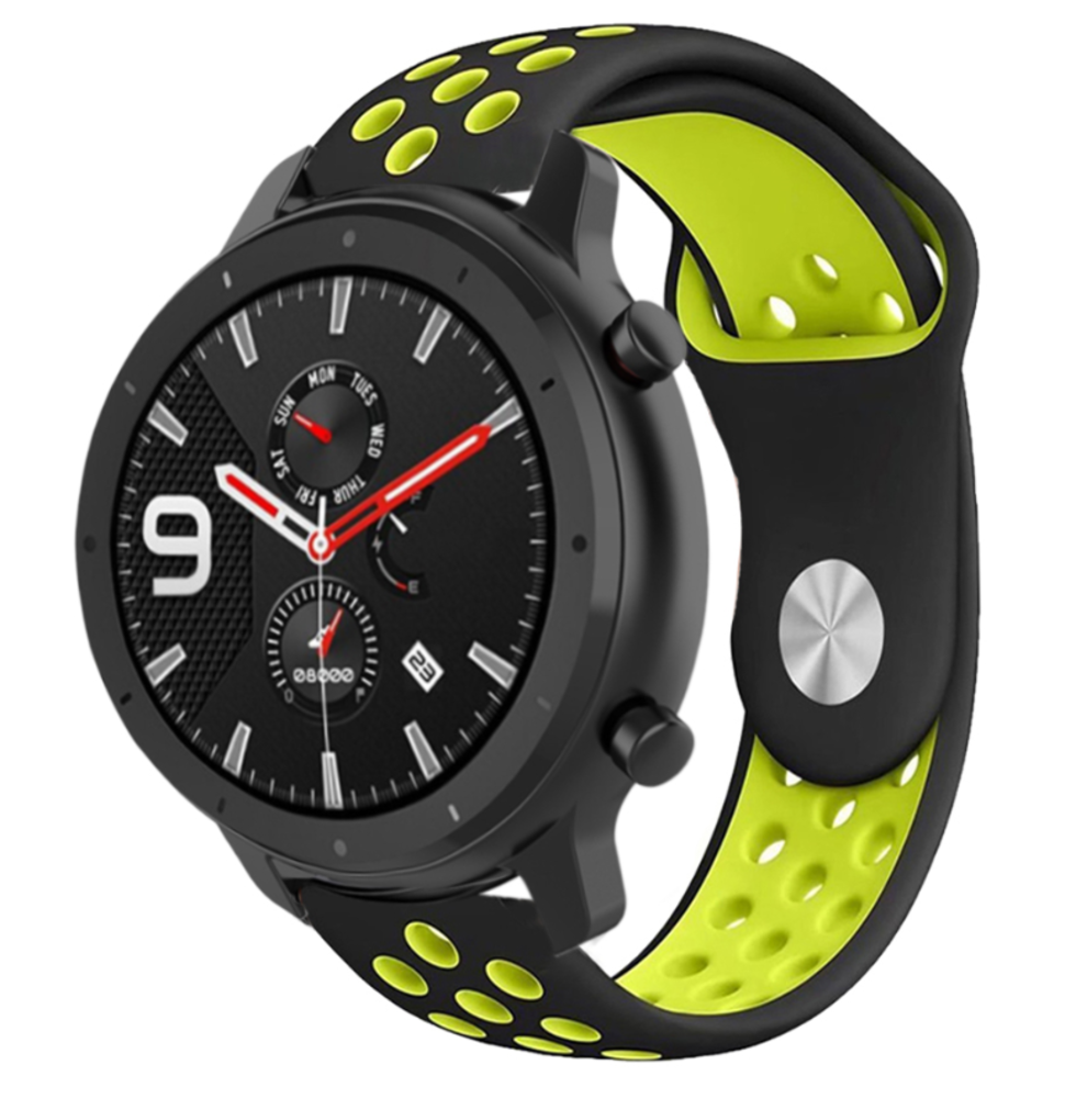 Strap-it® Strap-it Xiaomi Amazfit GTR Sportarmband (Schwarz / Gelb)