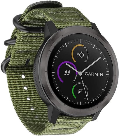 Strap-it® Strap-it Garmin Vivoactive 3 Nylon Schnallenband (Grün)
