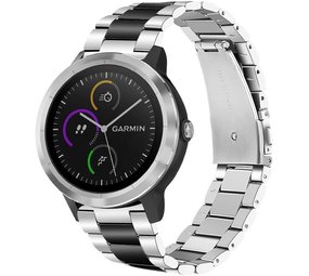 Strap-it® Garmin Vivoactive 3 Gliederarmband (Silber / Schwarz) Strap-it® Garmin Vivoactive 3 Gliederarmband (Silber / Schwarz)
