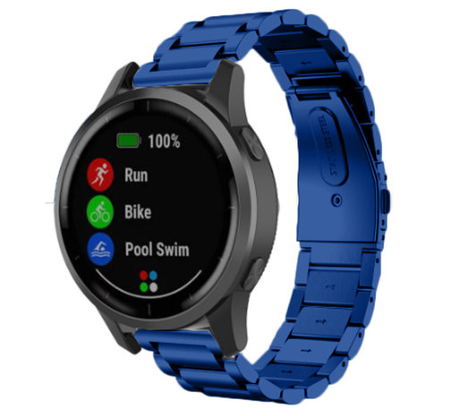 Strap-it® Strap-it Garmin Vivoactive 4 Gliederarmband - 45mm - Blau Strap-it® Strap-it Garmin Vivoactive 4 Gliederarmband - 45mm - Blau