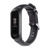 Strap-it® Xiaomi Mi Band 3/4 Lederarmband (Schwarz)
