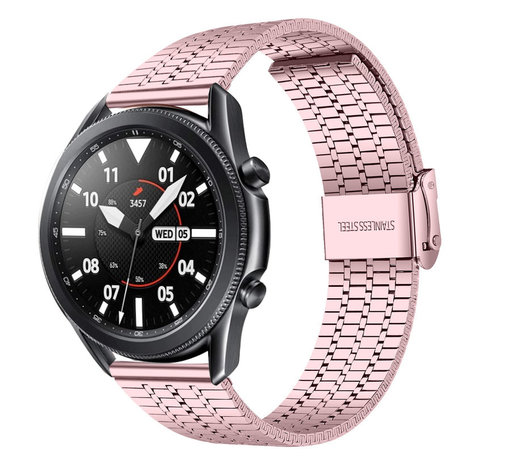 Strap-it® Strap-it Samsung Galaxy Watch 3 45mm Edelstahlarmband (Rosa)