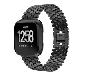 Strap-it® Fitbit Versa / Versa 2 Stahl-Fischarmband (Schwarz)
