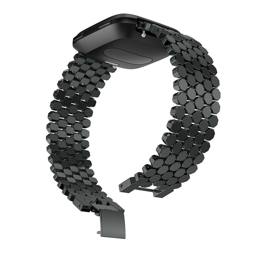 Strap-it® Strap-it Fitbit Versa / Versa 2 Stahl-Fischarmband (Schwarz)