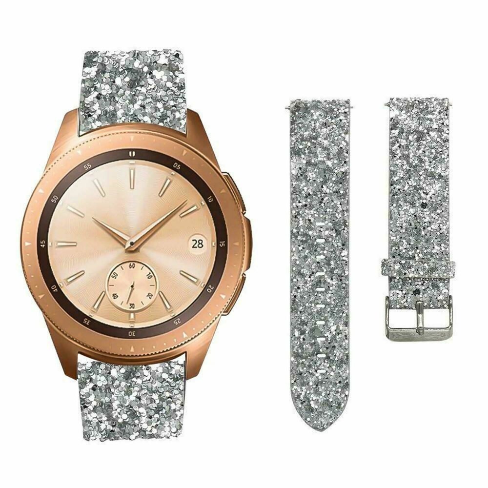 Strap-it® Strap-it Samsung Galaxy Watch 42mm Leder Glitzerarmband (Silber) Strap-it® Strap-it Samsung Galaxy Watch 42mm Leder Glitzerarmband (Silber)