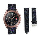 Strap-it® Strap-it Samsung Galaxy Watch 3 41mm Leder Glitzerarmband (Schwarz)