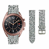 Strap-it® Strap-it Samsung Galaxy Watch 3 41mm Leder Glitzerarmband (Silber)