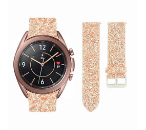 Strap-it® Samsung Galaxy Watch 3 41mm Leder Glitzerarmband (Roségold) Strap-it® Samsung Galaxy Watch 3 41mm Leder Glitzerarmband (Roségold)