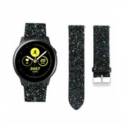 Strap-it® Samsung Galaxy Watch Active Leder Glitzerarmband (Schwarz)