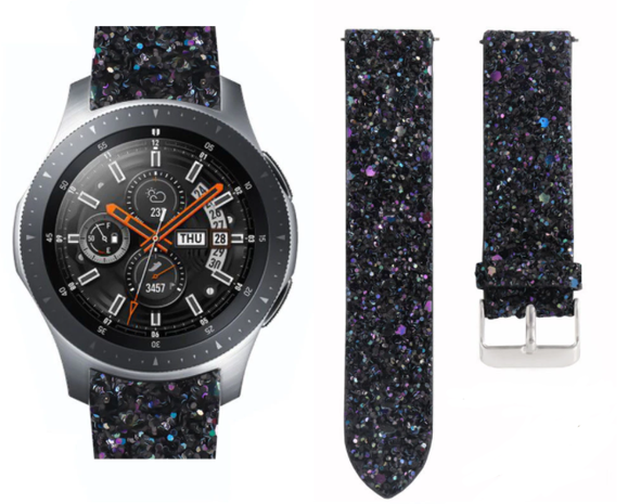 Strap-it® Strap-it Samsung Galaxy Watch 46mm Leder Glitzerarmband (Schwarz) Strap-it® Strap-it Samsung Galaxy Watch 46mm Leder Glitzerarmband (Schwarz)