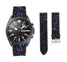 Strap-it® Strap-it Samsung Galaxy Watch 3 45mm Leder Glitzerarmband (Schwarz)