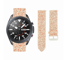 Strap-it® Samsung Galaxy Watch 3 45mm Leder Glitzerarmband (Roségold) Strap-it® Samsung Galaxy Watch 3 45mm Leder Glitzerarmband (Roségold)