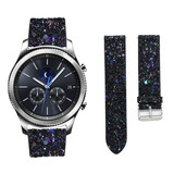 Strap-it® Samsung Gear S3 Glitzer Lederarmband (Schwarz)