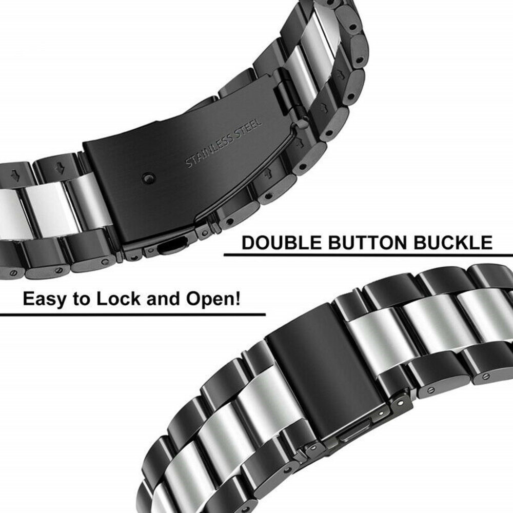 Strap-it® Strap-it Samsung Galaxy Watch 4 - 40mm Stahlband (Schwarz/Silber) Strap-it® Strap-it Samsung Galaxy Watch 4 - 40mm Stahlband (Schwarz/Silber)