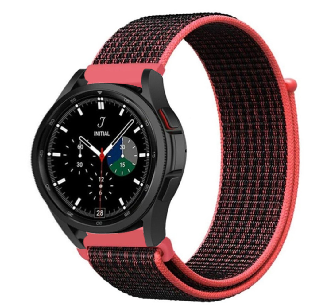 Strap-it® Strap-it Samsung Galaxy Watch 4 Classic 42mm Nylonarmband (Schwarz/Rot)