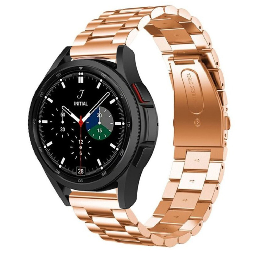 Strap-it® Strap-it Samsung Galaxy Watch 4 Classic 42mm Stahlarmband (Roségold)