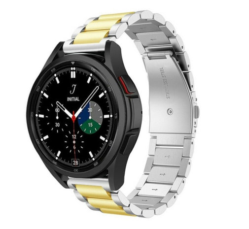 Strap-it® Strap-it Samsung Galaxy Watch 4 Classic 42mm Stahlarmband (Silber/Gold)