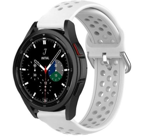 Strap-it® Strap-it Samsung Galaxy Watch 4 Classic 42mm Silikonarmband mit Löchern (Weiß)